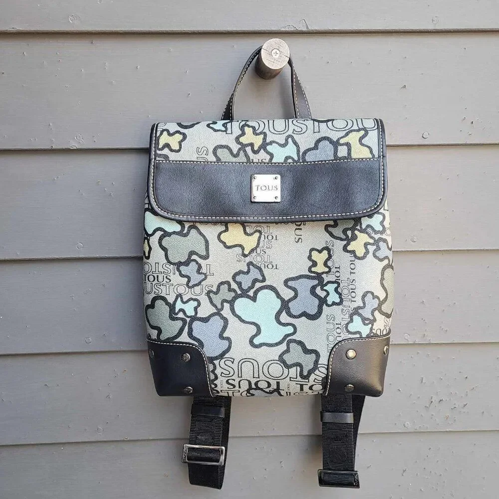 Tous Leather Kaos Icon Backpack Blue Grey Black Like New